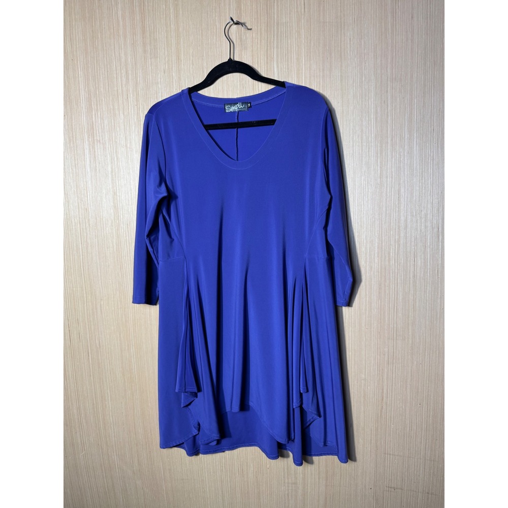 Sympli Womens Purple V-Neck 3/4 Sleeve Trapeze Tunic Dress Size 14 Canada